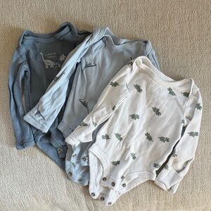 Carter's Blue and White Dinosaur Baby Onesies